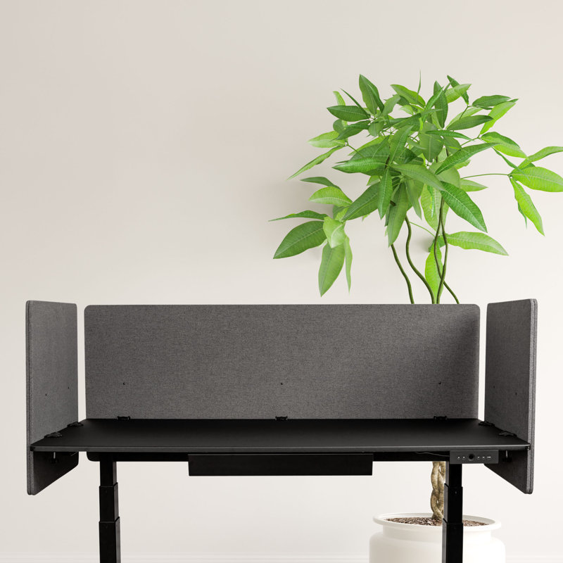 Ash Gray Acoustic Desk Divider with Powder-Coated Steel Clamps