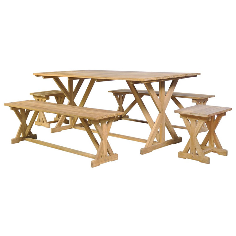 Frison Teak Solid Wood Dining Set