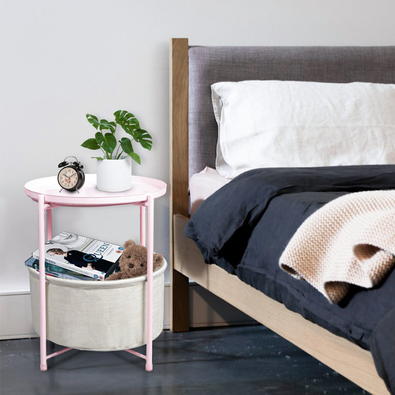 Serik Iron Tray Top End Table, Pink