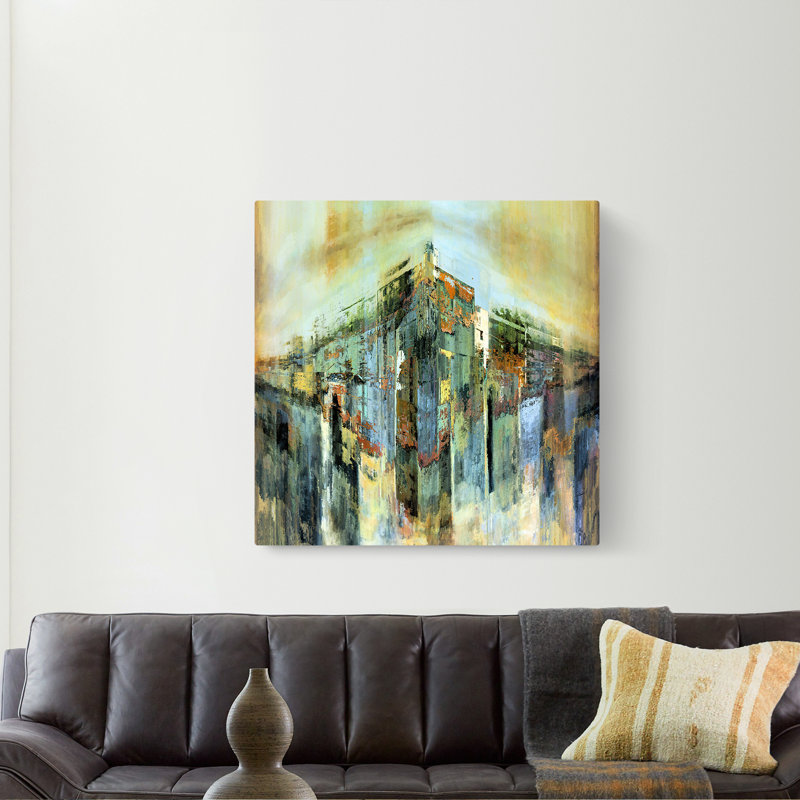 City On Edge - peinture sur toile tendue, H 8 po x l 8 po