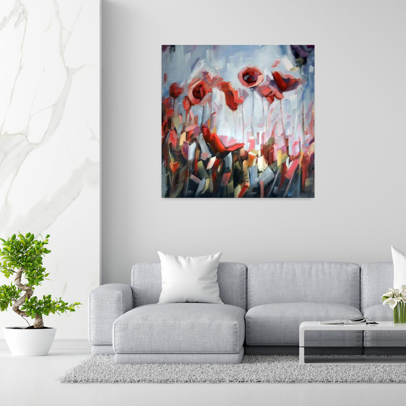 Art abstrait contemporain enchanté, H 48 po x l 48 po