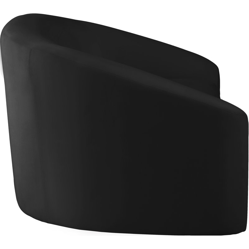 Canapé courbé Alaw, Velours noir, H 29,5 po x l 91 po x P 35,5 po