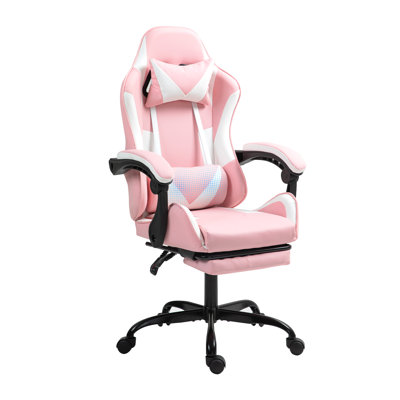 Ebern Designs Adjustable Reclining Ergonomic Faux Leather Swiveling PC & Racing Game Chair with Footrest
