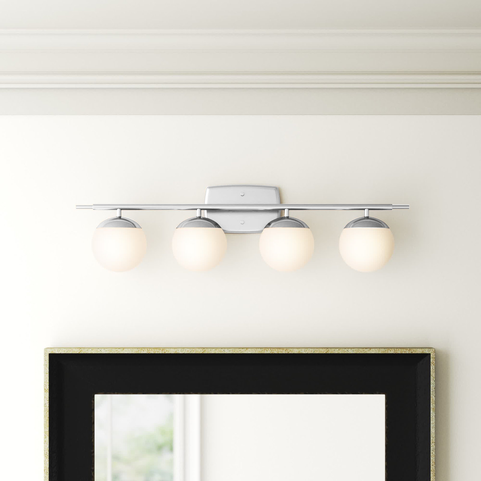 Colford 4 Light Dimmable Vanity Light, Chrome, White