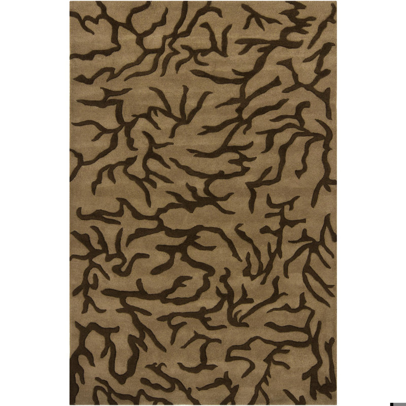Tapis brun en laine synthétique touffeté à la main Terry, Rectangle 7 pi 9 po x 10 pi 6 po
