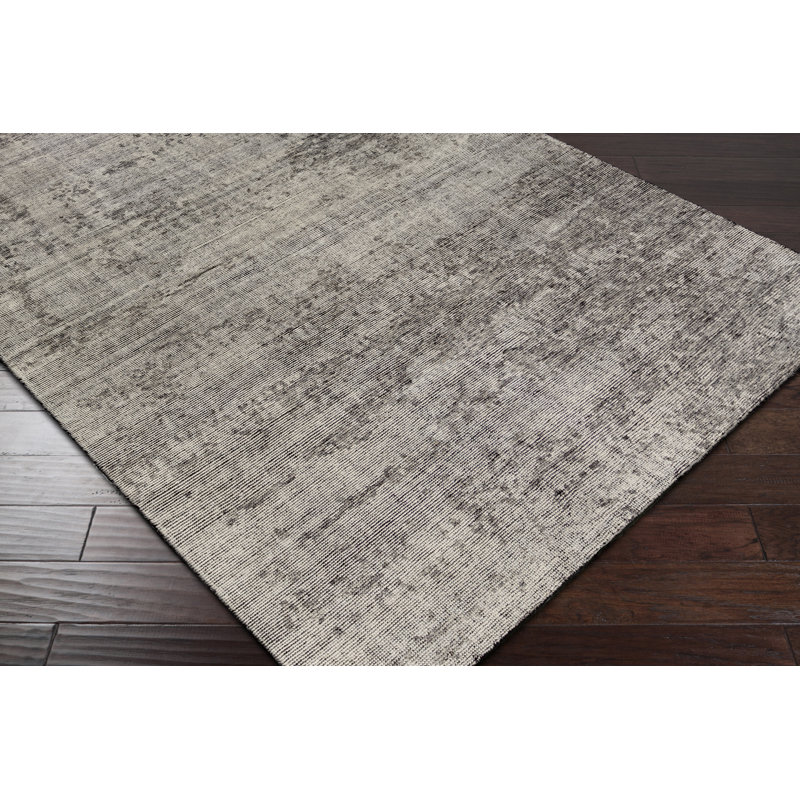 Tapis noir / kaki en laine noué à la main Backman, Rectangle 2 pi x 3 pi