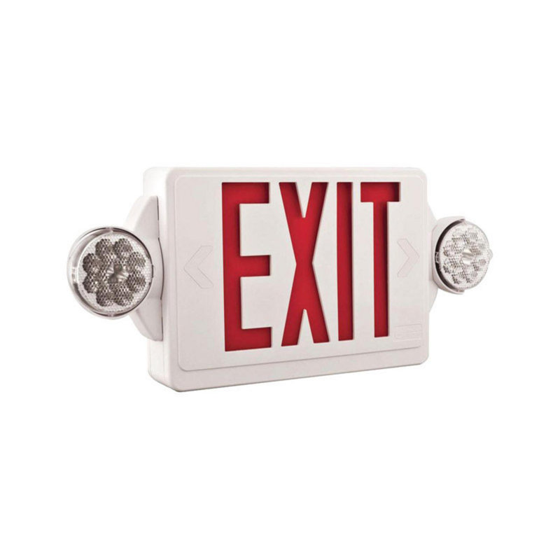 Red and White LED Exit Sign with Emergency Lights