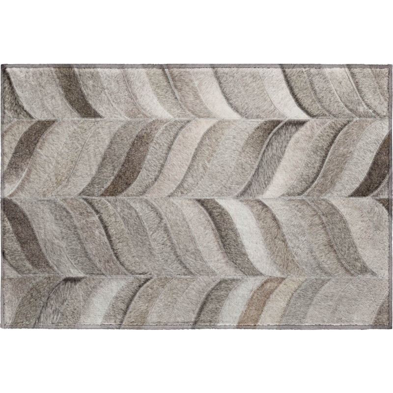 Premium Machine Washable Lewes AMF106 Gray Rug, Rectangle 1'8" x 2'6"