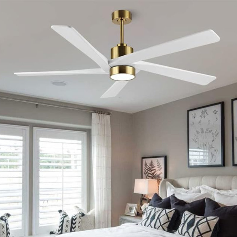 Krishona 54'' Ceiling Fan with LED Lights, Matte Black with Dark Brown Blades