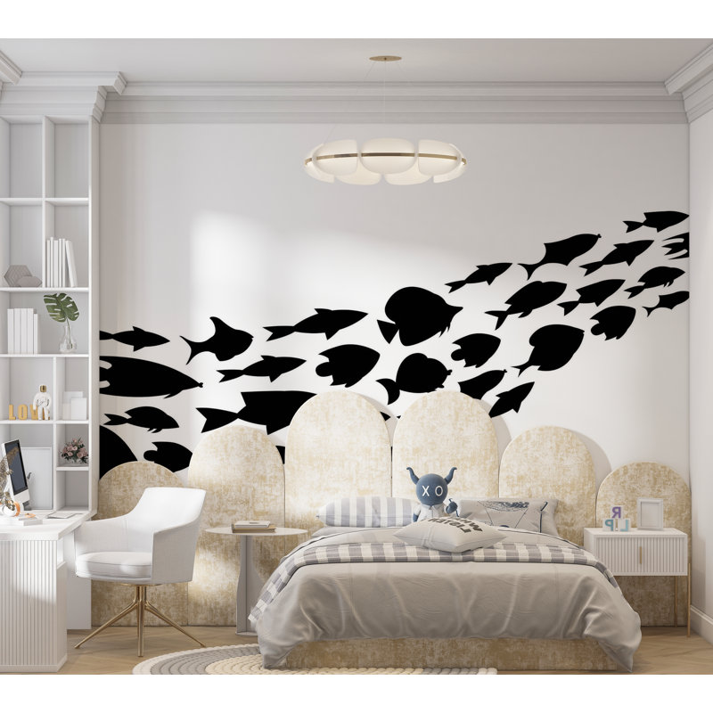 Papier peint de qualité supérieure - Silhouette de poisson, L 40 po x l 60 po