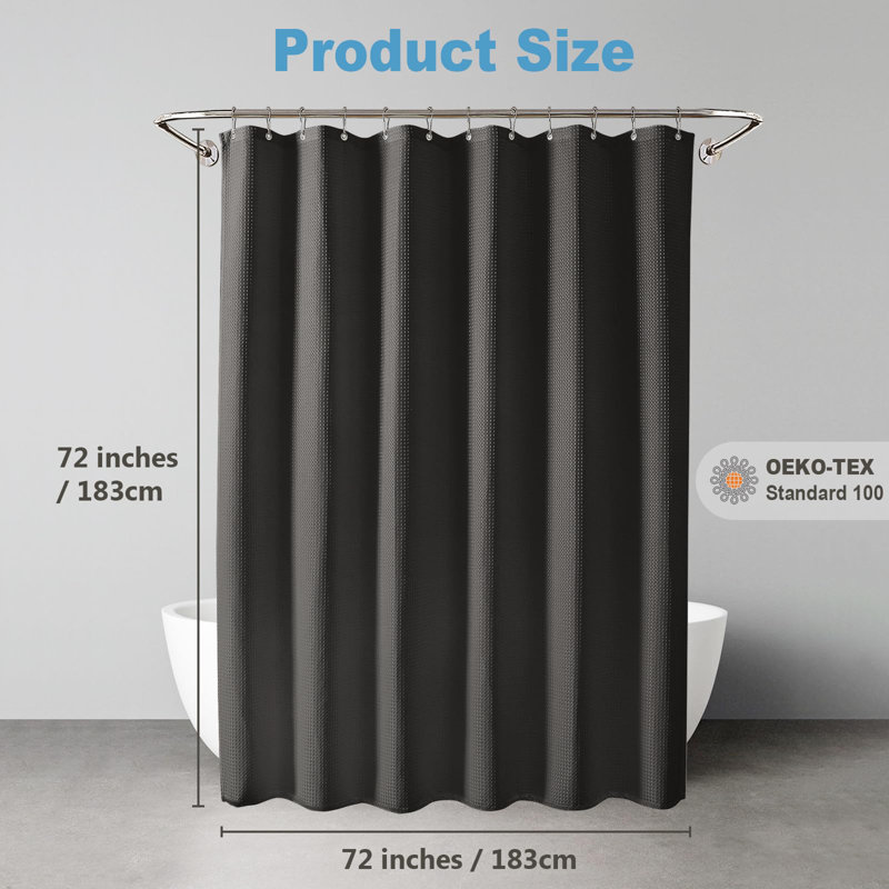 Saegan Fabric Shower Curtain, Black