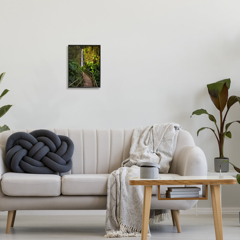 «Lush Jungle Bridge Waterfall» encadré sur bois par Dennis Frates, photographie, Giclée encadrée noir minuit