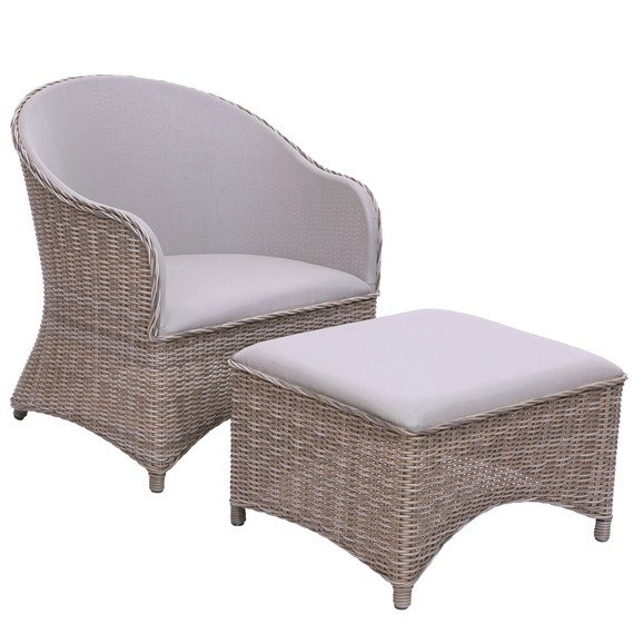Milano Outdoor Ottoman, Canvas Taupe Sunbrella® Canvas