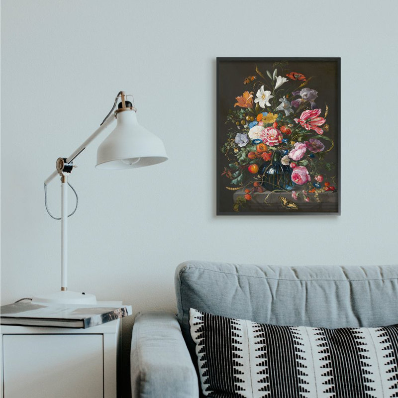 Élégant bouquet de fleurs et détails de fruits par Ziwei Li - impression, H 30 po x l 24 po x 1,5 po, Cadre noir