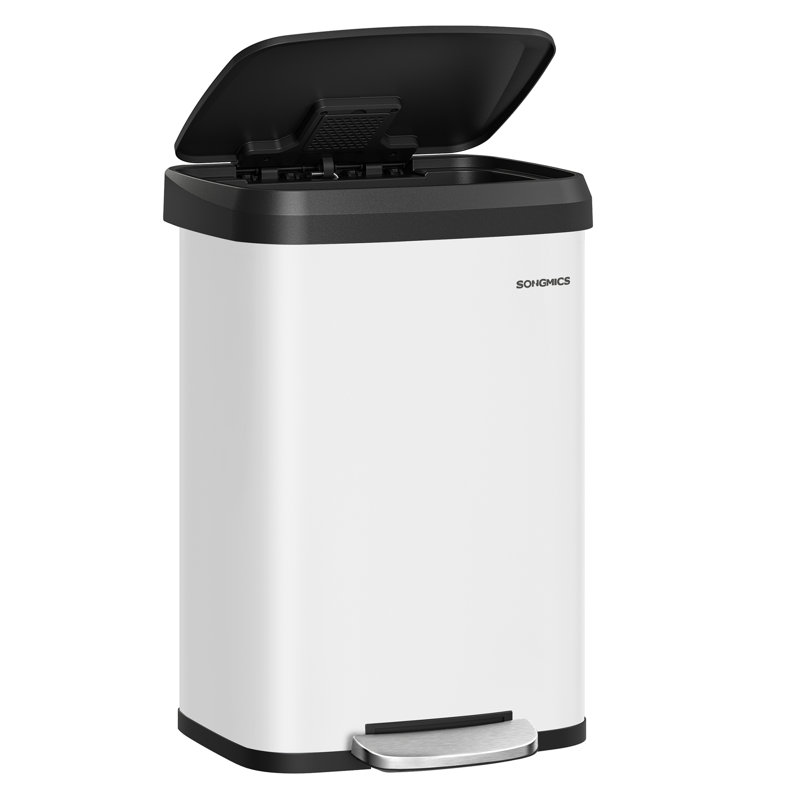 Steel Step On Kitchen Trash Can - 50L, White