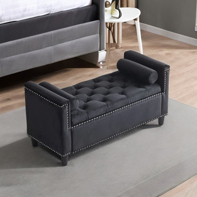 Banc de rangement en velours Azruddin