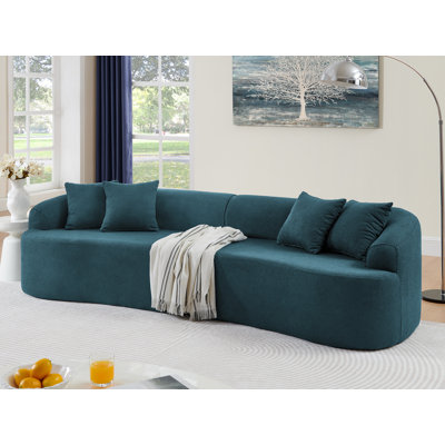 Lamb's Wool Fabric Curved Modular Sectional Sofa,No Assembly Required