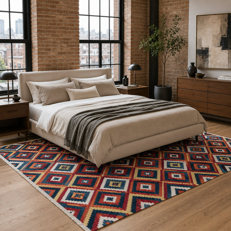 Oriental Cotton and Chenille Flatweave Area Rug, 200 x 300 cm