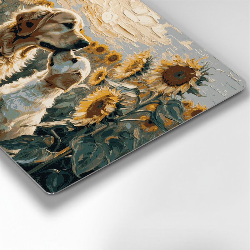 Chiens Golden Retriever, art mural en métal brun, H 11 po x l 14 po