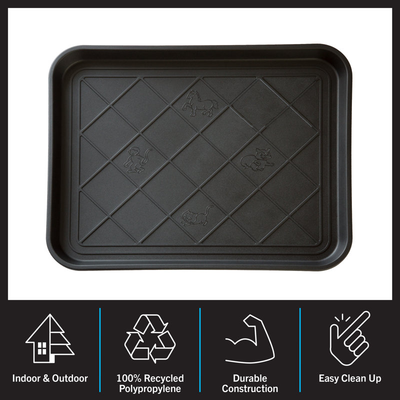  All-Weather Boot Tray - Water-Resistant Plastic Mud Pan, Pet Food Tray, and Outdoor or Indoor Shoe Mat for Entryway by Stalwart