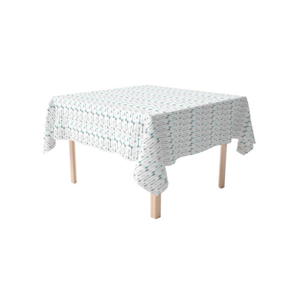 Square Tablecloth, 100% Cotton, 52X52", Grey & Blue Arrows