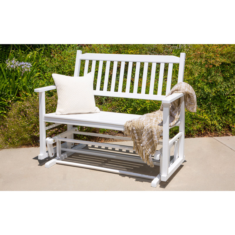 White Cedar Wood Outdoor Glider Loveseat Bench