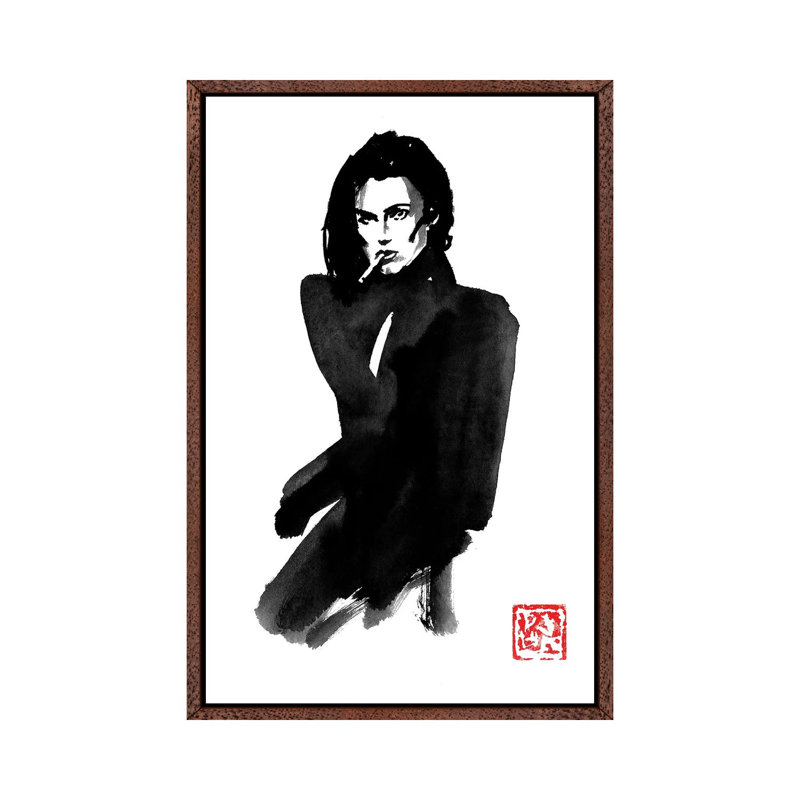 Mode 12 by Péchane - Painting on Canvas, Classic Brown Wood Framed, 101.6 cm H x 66.04 cm W