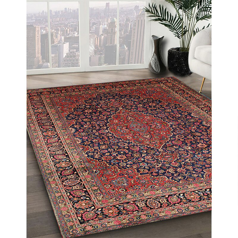Tapis traditionnel rouge / bleu, Rectangle 7 pi x 9 pi