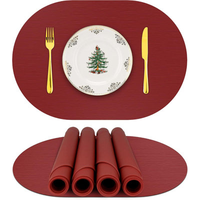 Silicone Placemats, Oval Placemats For Dining Table, Placemats Set Of 4, Non-Slip Waterproof Heat Resistant Outdoor Table Mat For Patio Table