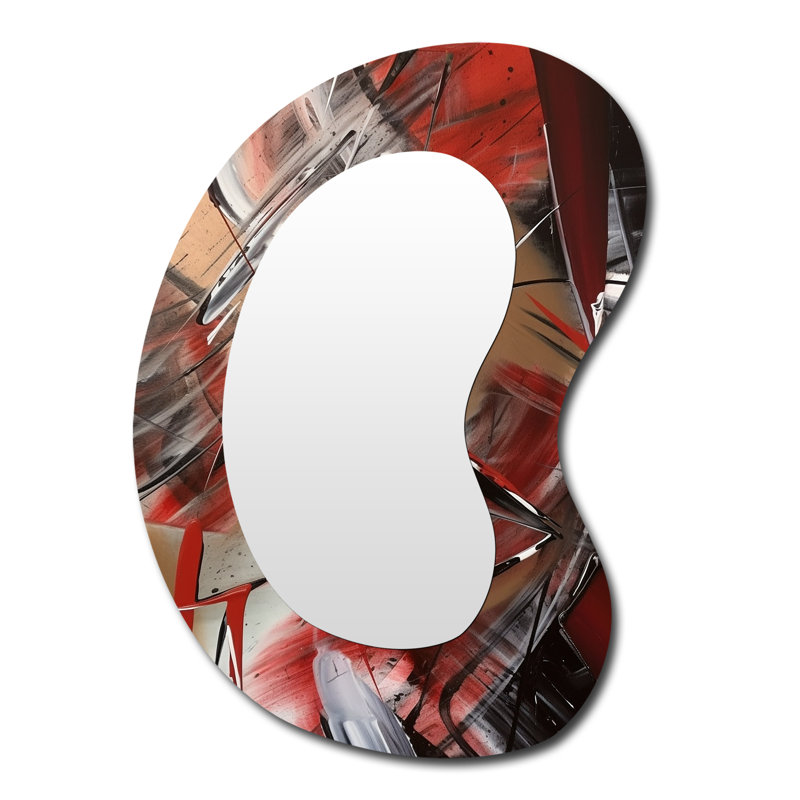 Après-midi jazz V - peinture abstraite, décoration murale en métal - miroir mural asymétrique moderne, 39 po x 28 po