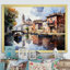 «Beige Canal Waterway Pointillism», reproduction sur toile-437469868-437469847
