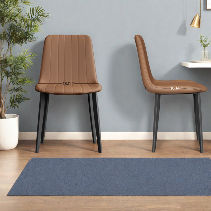 Chaises de salle à manger confortables, revêtement en cuir reconstitué brun, pieds en métal, ensemble de cuisine moderne