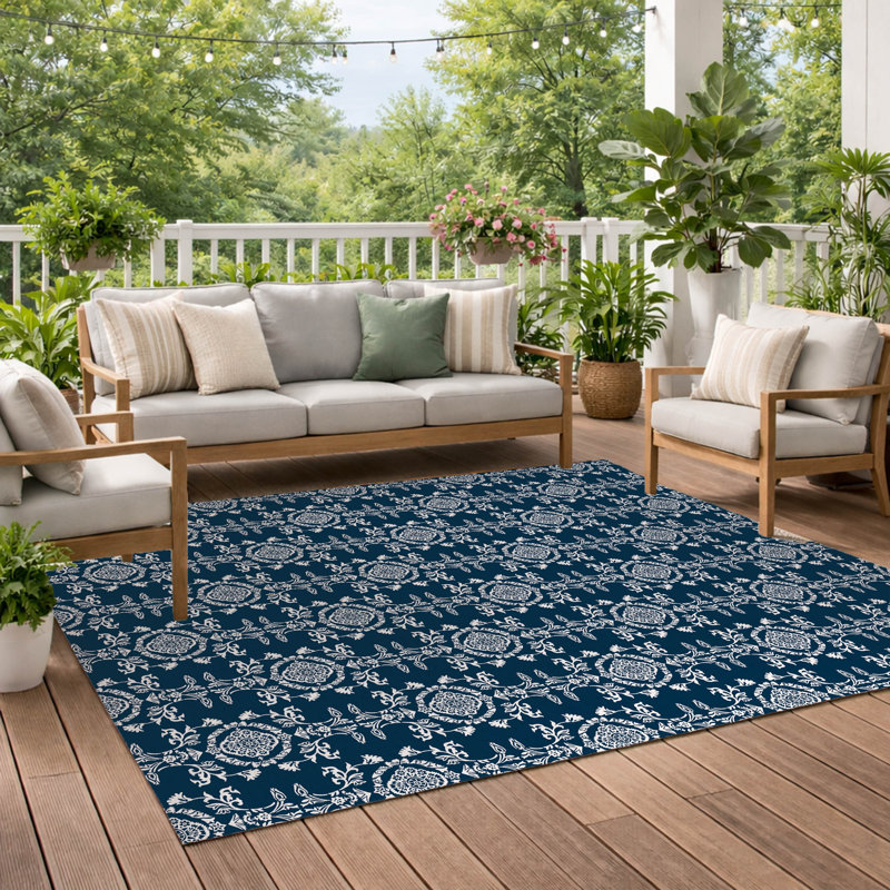 Jackie Soft Step Outdoor Area Rug, Rectangle 3' x 2', Navy