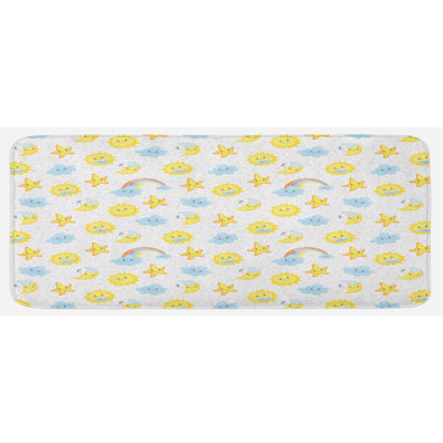 Tapis de cuisine bleu, jaune, rose et rose