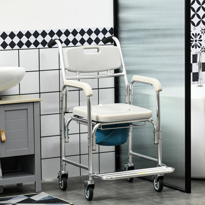 31 Shower Toilet Chair, Gray. 330 Lbs Weight Capacity. Padded Seat, Easy To Move, Waterproof Gray Wheelchair, 31, Capacity, And Simple