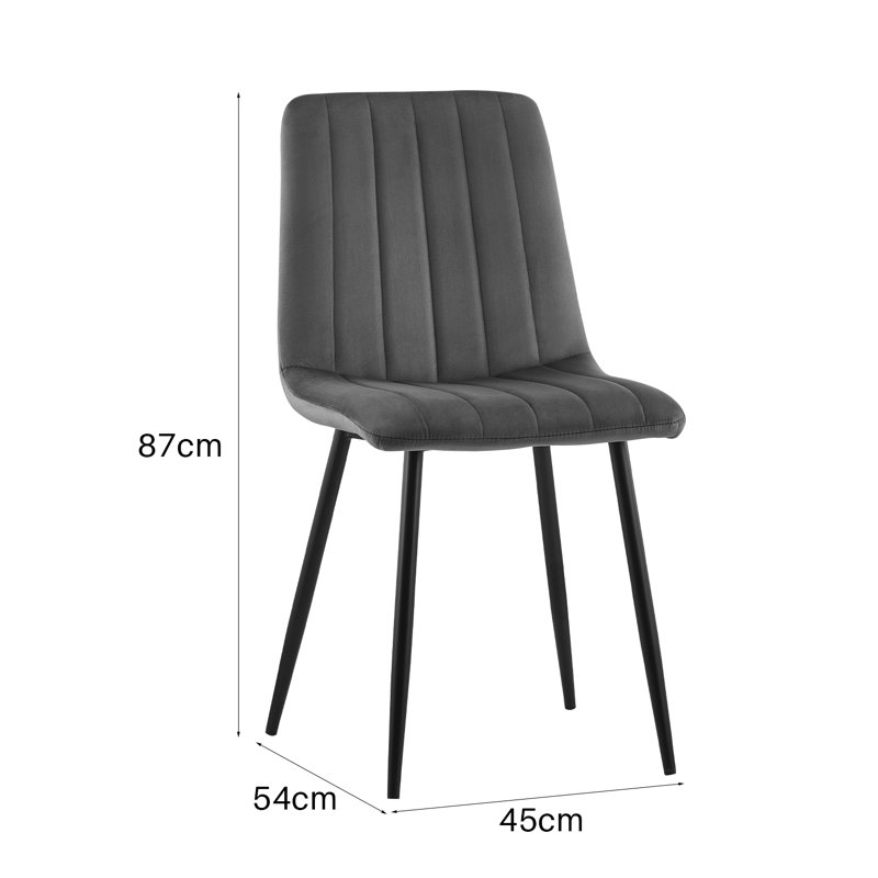 Aly 50cm H Velvet Upholstered Side Chair, Grey