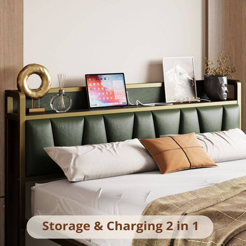 Queen Bed Frame, Dark Green