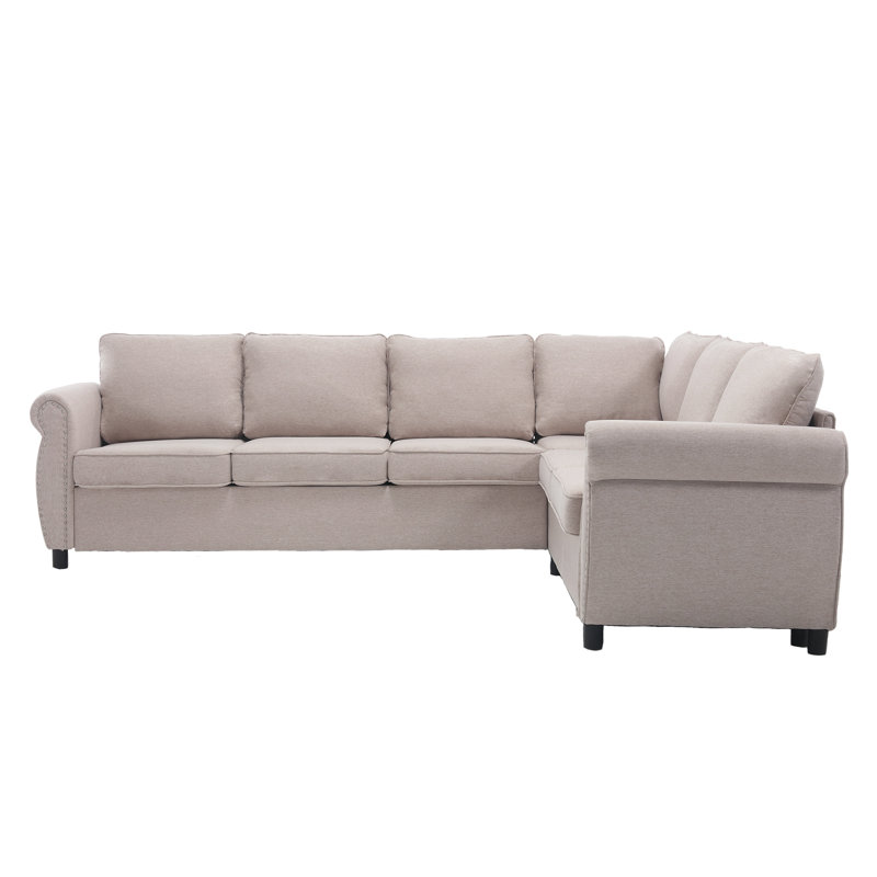 Asalia Upholstered Sectional, Asalia Beige Polyester