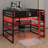 Wood Loft Bed With Desk, Side Storage Rack, Multi-Storage Shelves And RGB Light-35940362-35940367