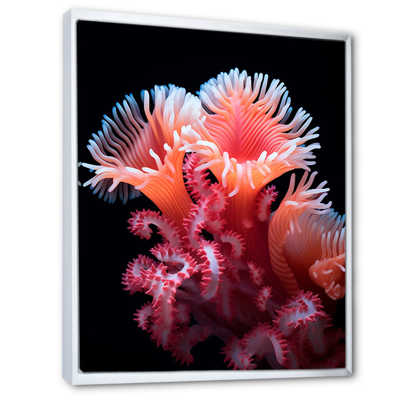 «Pink Coastal Anemone», reproduction d'art mural plage et océan, Cadre flottant blanc, H 44 po x l 34 po x P 1,5 po