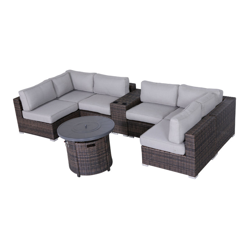 Ensemble de conversation pour 4 personnes avec coussins Biles Wicker