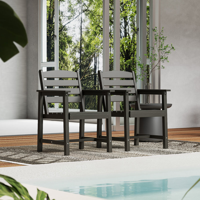 Chaise avec accoudoirs en PEHD Bensley (ensemble de 2), Noir