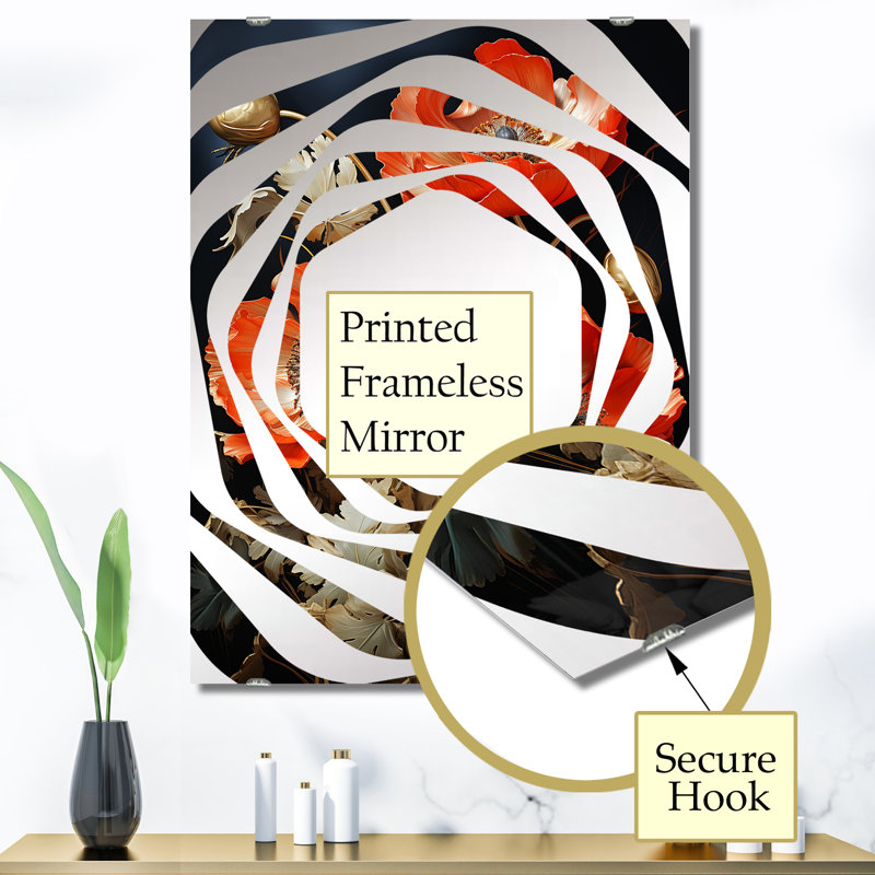 Grand miroir mural Aquil - Poppies MIR141625, 40 po x 30 po