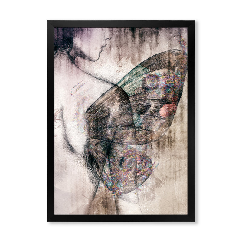 «Abstract Design Portrait - Glam», reproduction d'art sur toile, Toile avec cadre noir, H 20 po x l 12 po