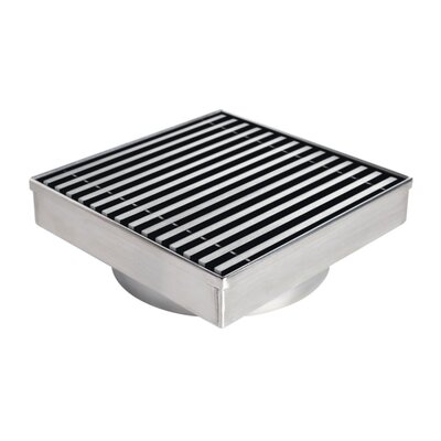 Square 4 x 4 Inch Brushed 304 Stainless Steel Linear Grid Shower Drain -  RELN, FD0402LNSS