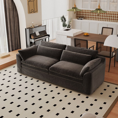 Chenille Slipcover with Zipper, Machine Washable Stain Resistant Slipcover for Square Arm Sofa