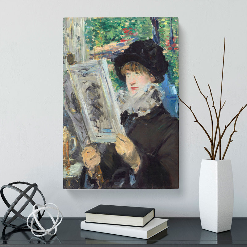 Woman Reading by Edouard Manet - Wrapped Canvas Painting, 50cm H x 35cm W x 3cm D