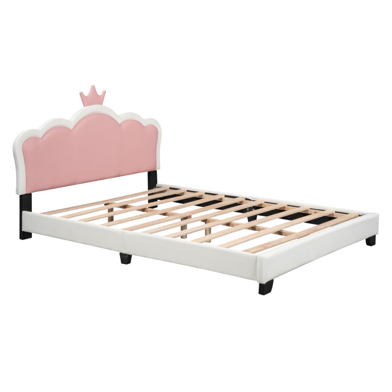 Lit plateforme tapissier Mariedore, Double, White