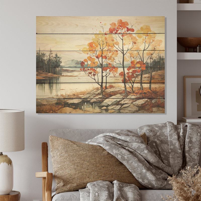 Doré doré d'un chêne I - Art de chêne sur bois de pin naturel, H 10 po x l 20 po