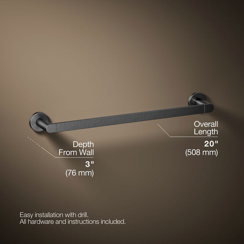 Composed Towel Bar, 2" H x 18" W x 20" D